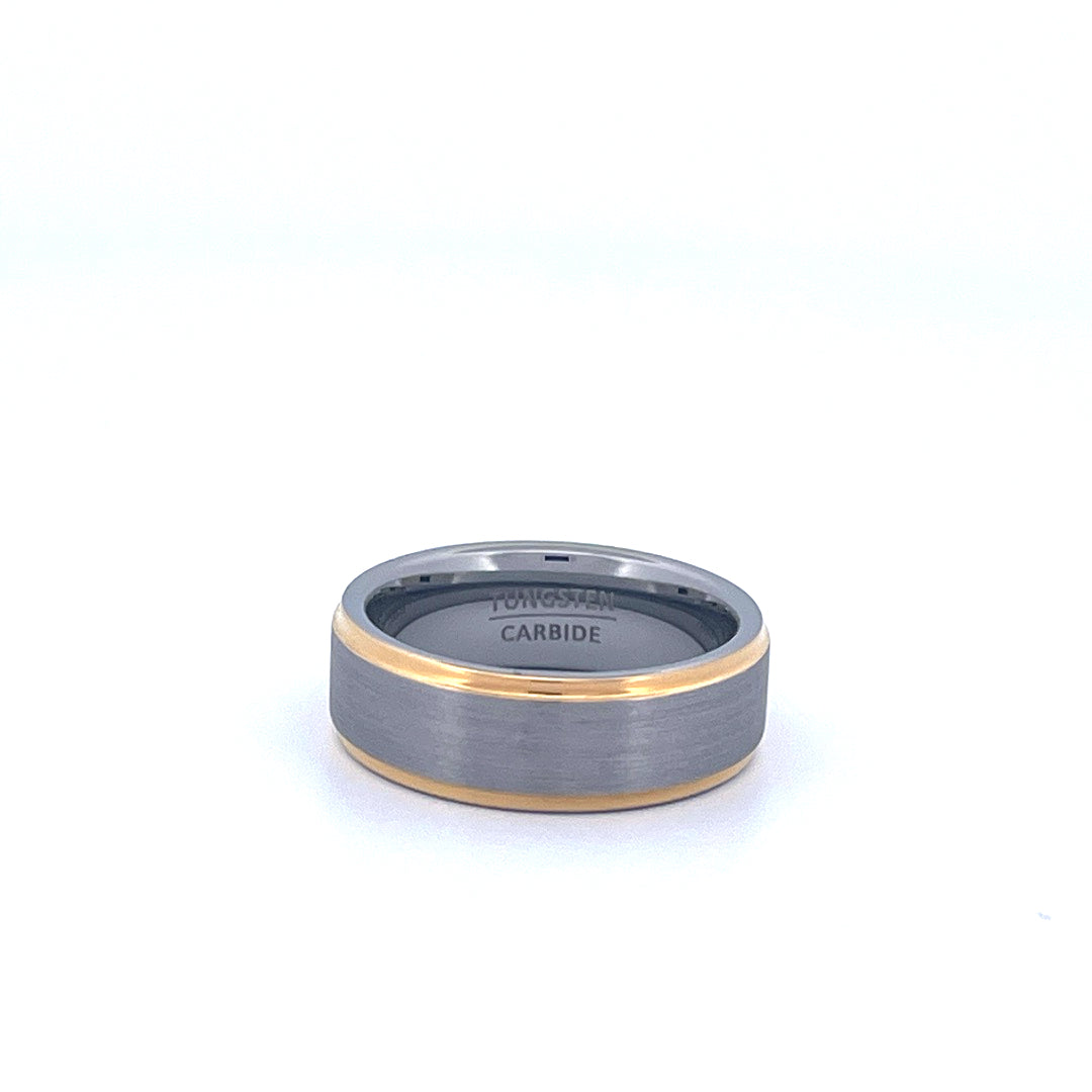 Tungsten Carbide Ring with 18K Yellow Gold-Plated Edges-0