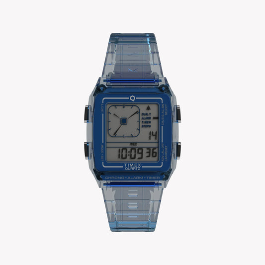 TIMEX Q LCA TRANSPARENT BLUE RETRO DIGITAL WATCH - VINTAGE VIBES REIMAGINED-0