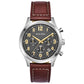 Men'S Chronograph Grey Dial Brown Leather Strap Watch