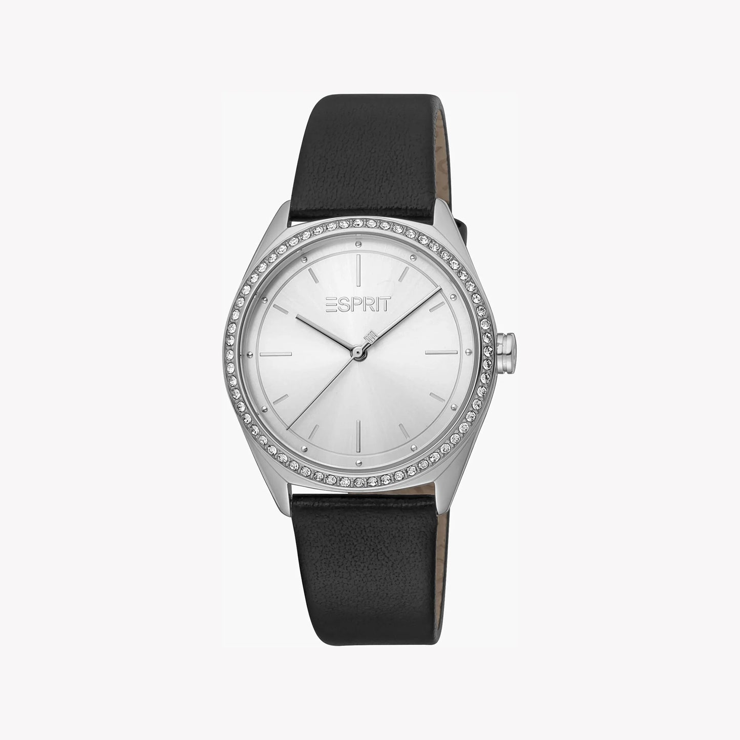 ESPRIT Women's Watch with Silver Stainless Steel Case and Black Leather Band-1