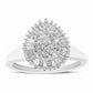 10K White Gold 1/2 Cttw Round & Baguette Cut Diamond Pear Shaped Domed Pavé Cluster with Halo Cocktail Ring (H-I Color, SI1-SI2 Clarity)-0