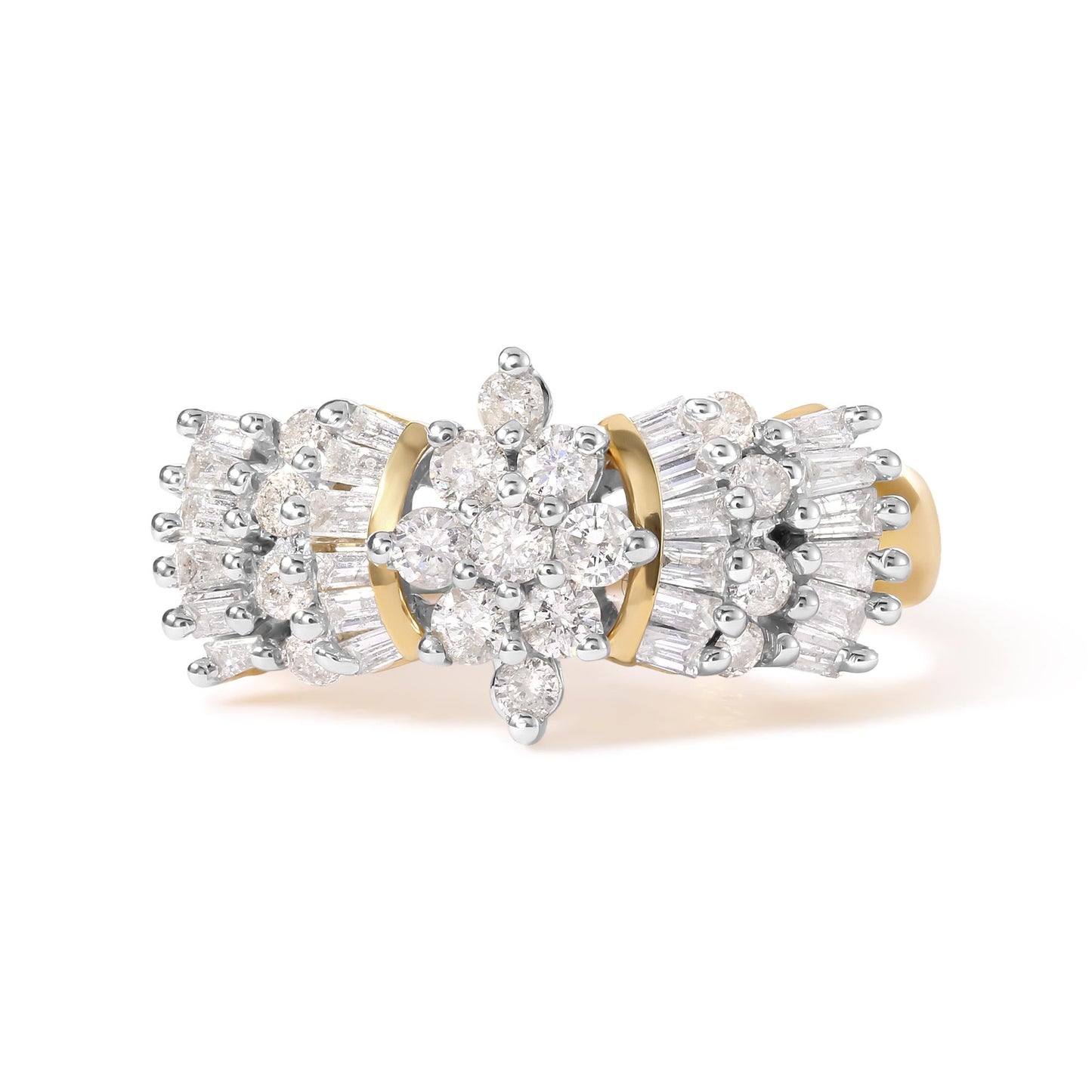 10K Yellow Gold 1.00 Cttw Diamond Starburst Ring Band (H-I Color, I1-I2 Clarity)-0