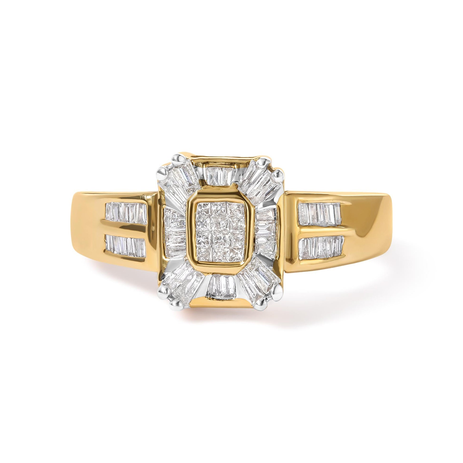 10K Yellow Gold 1/2 Cttw Diamond Composite and Halo Ring (H-I Color, SI1-SI2 Clarity)-0