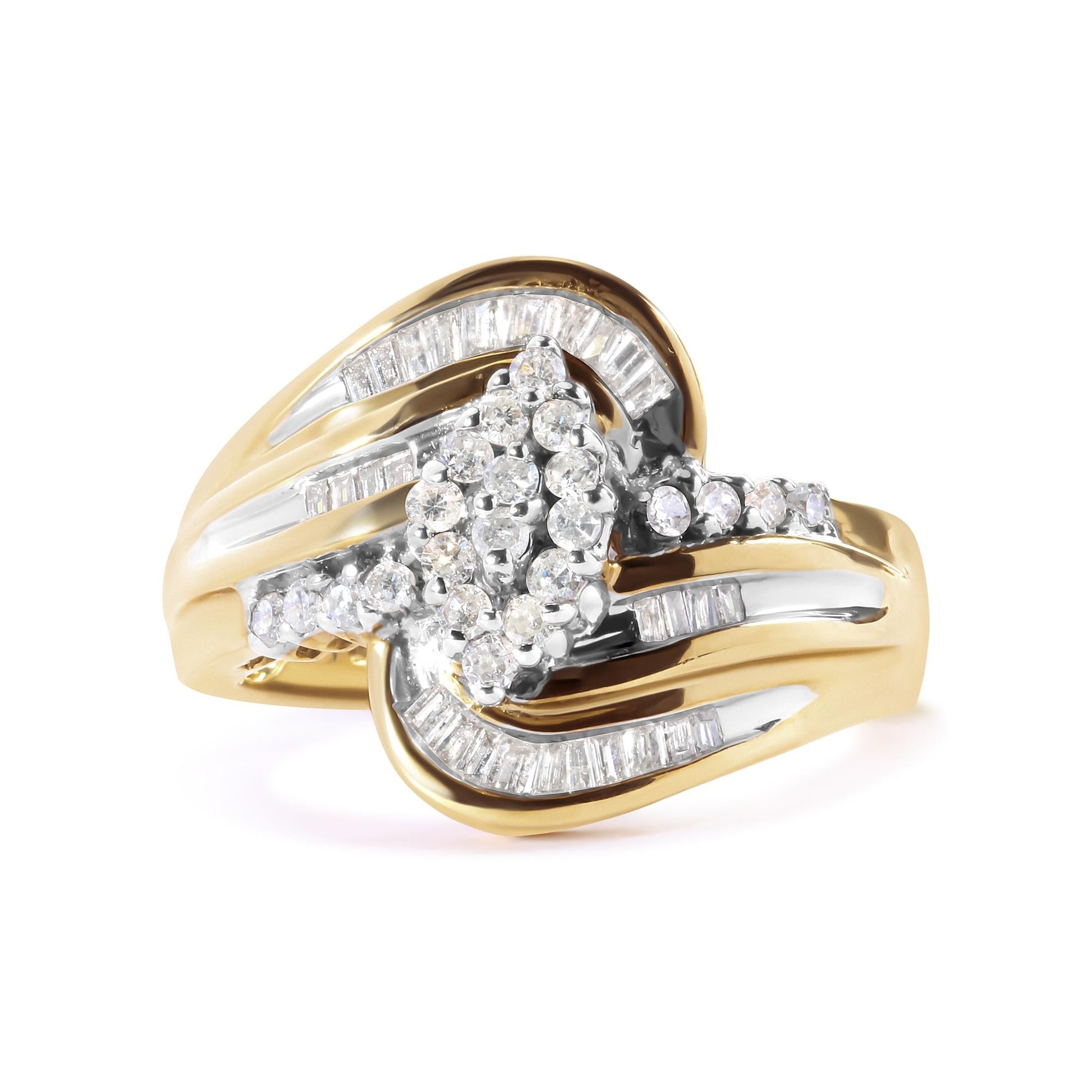 10K Yellow Gold 1/2 Cttw Diamond Pear Cluster and Swirl Ring (H-I Color, I1-I2 Clarity)-0