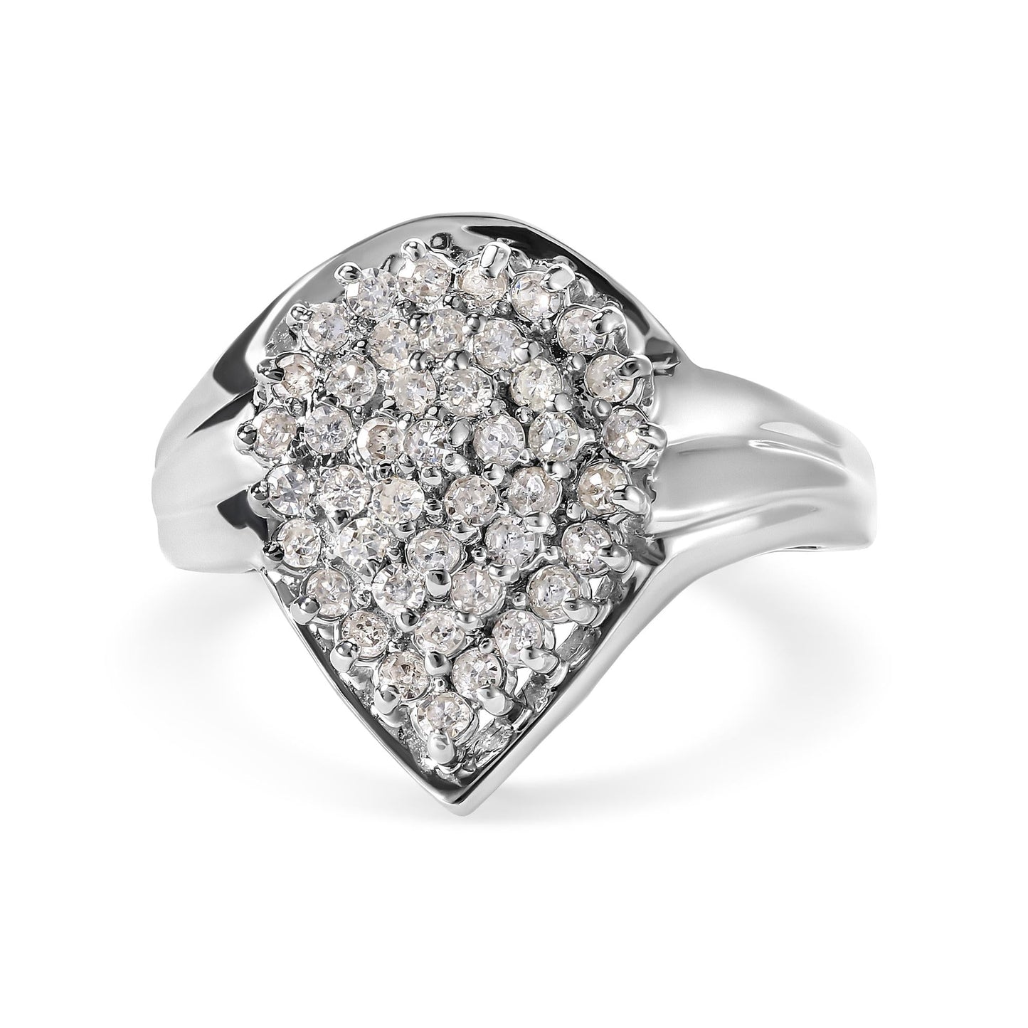 10K White Gold 1/2 Cttw Diamond Pear Shaped Cluster Ring (H-I Color, I1-I2 Clarity)-0