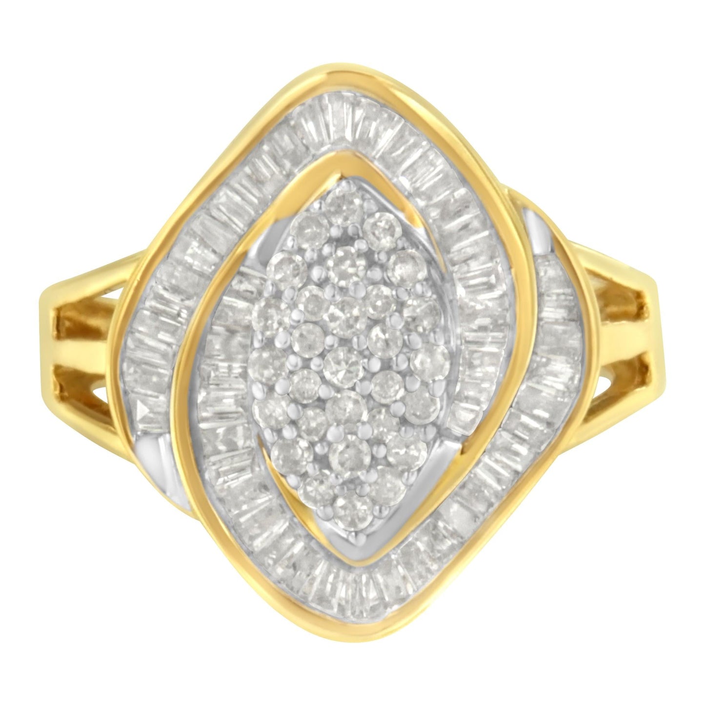 10K Yellow Gold Diamond Cluster Ring (3/4 Cttw, J-K Color, I2-I3 Clarity)-0