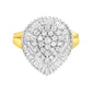 10K Yellow Gold 1.0 Cttw Round and Baguette Cut Diamond Oval Shaped Cluster Ring (I-J Color, I1-I2 Clarity)-0