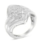 .925 Sterling Silver 1.0 Cttw Round & Baguette Cut Diamond Bypass Faux-Wrap Cluster Engagement or Cocktail Ring (I-J Color, I2-I3 Clarity)