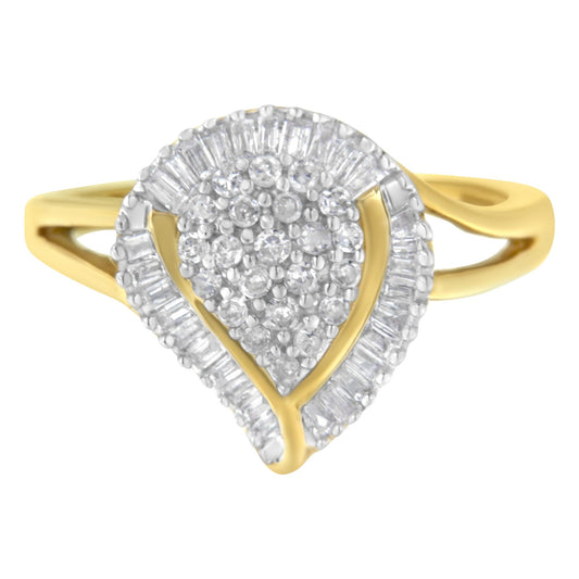 10K Yellow Gold Diamond Cluster Ring (1/2 Cttw, I-J Color, I1-I2 Clarity)-0