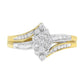 10K Yellow and White Gold 1/2 Cttw Diamond Marquise Shaped Cluster Split Shank Ring (H-I Color, SI2-I1 Clarity)-0