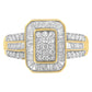 10K Yellow Gold Round and Baguette-Cut Diamond Cluster Ring (1.0 Cttw, I-J Color, SI1-SI2 Clarity)-0