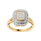 10K Yellow Gold 1/2 cttw Round and Princess Diamond Composite Head and Halo Ring (H-I Color, SI1-SI2 Clarity)-0