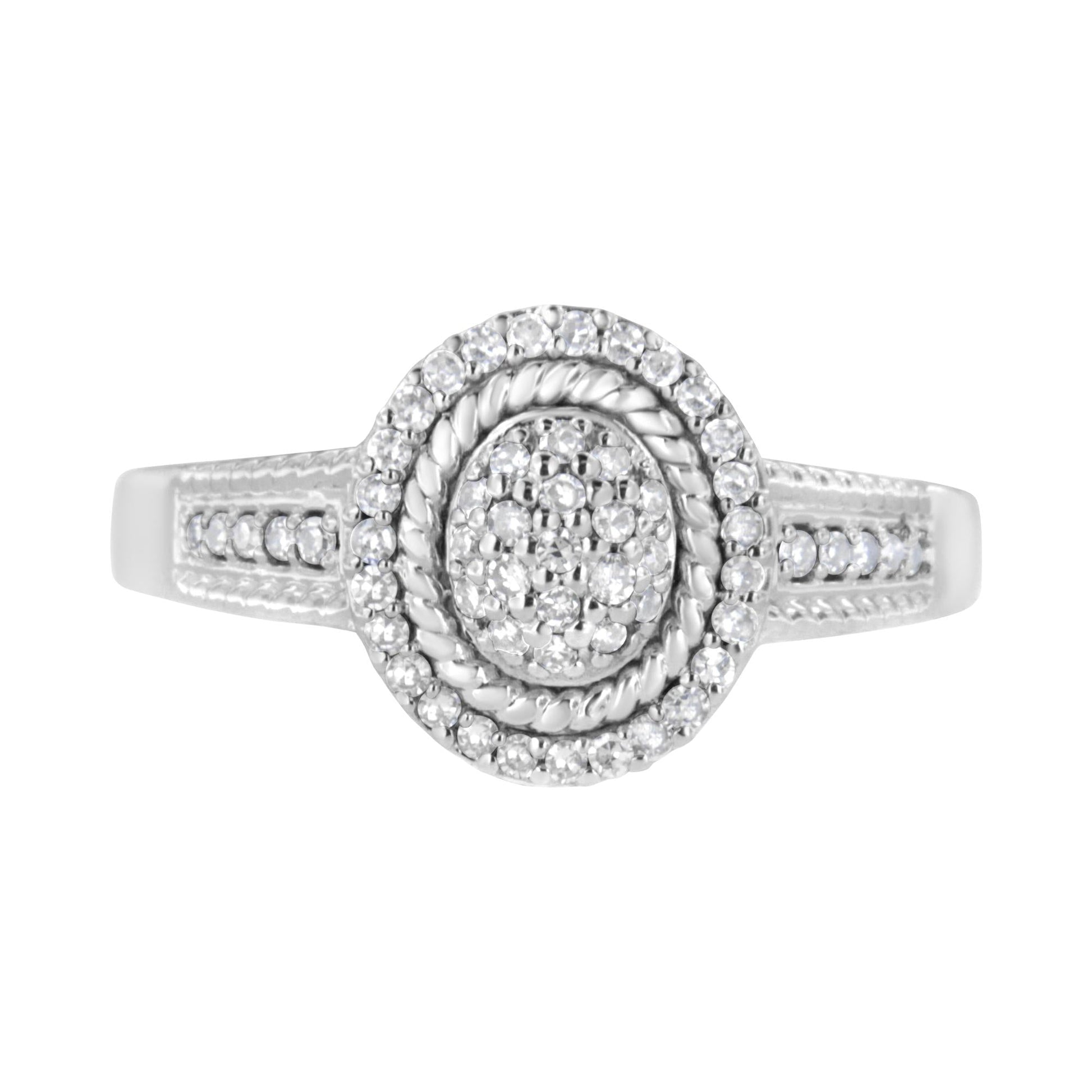 .925 Sterling Silver 1/3 Cttw Pave Set Round-Cut Diamond Braided Halo Cocktail Ring (I-J Color, I2-I3 Clarity)-0