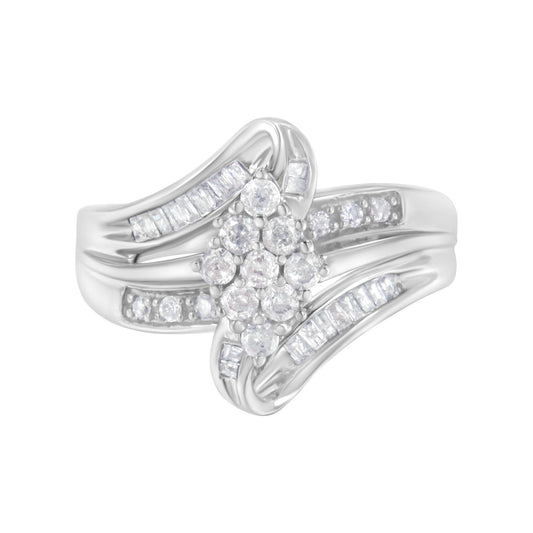 10K White Gold 1/2 cttw Diamond Cluster Ring (H-I Clarity, I2-I3 Color)-0