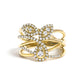 10K Yellow Gold 1/2 Cttw Diamond Crossover 3 Leaf Floral Cocktail Ring Band (H-I Color, SI1-SI2 Clarity)-0