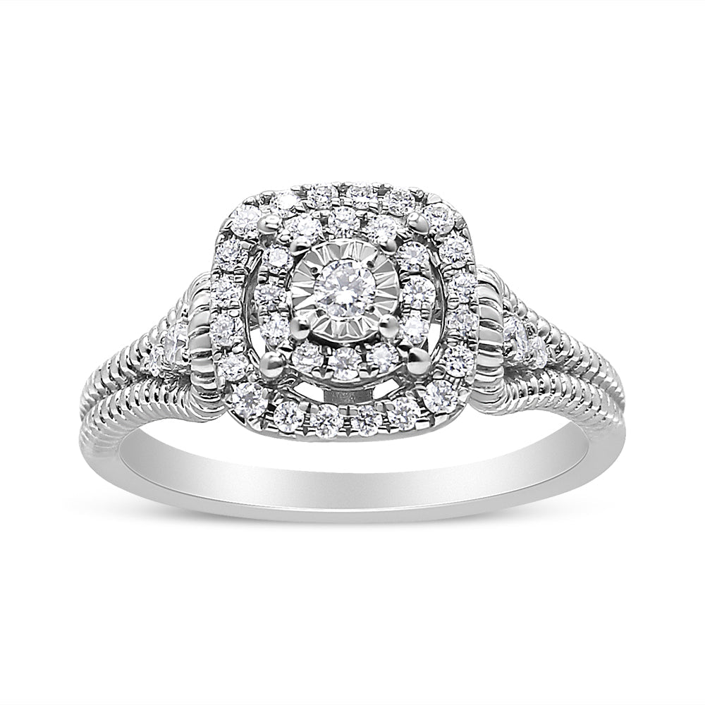 .925 Sterling Silver 1/3 Cttw Miracle Set Round-Cut Diamond Cocktail Ring (H-I Color, I1-I2 Clarity)-0