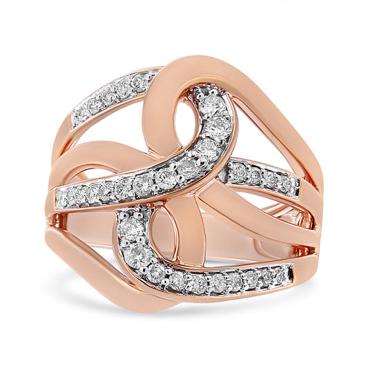 10K Rose Gold 1/2 Cttw Round-Cut Diamond Intertwined Multi-Loop Cocktail Ring (I-J Color, I1-I2 Clarity)-0