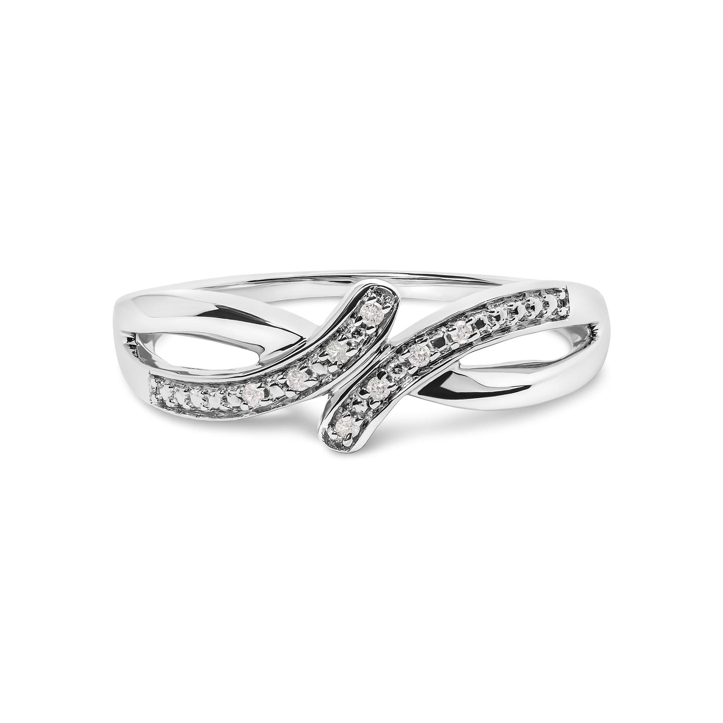 925 Sterling Silver Diamond Accent Bypass and Split Shank Band Ring (I-J Color, I2-I3 Clarity)-0