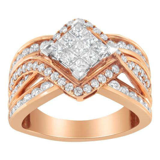 Two-Tone 10KT Gold Diamond Bypass Cocktail Ring (1 1/2 cttw, H-I Color, I1-I2 Clarity)-0