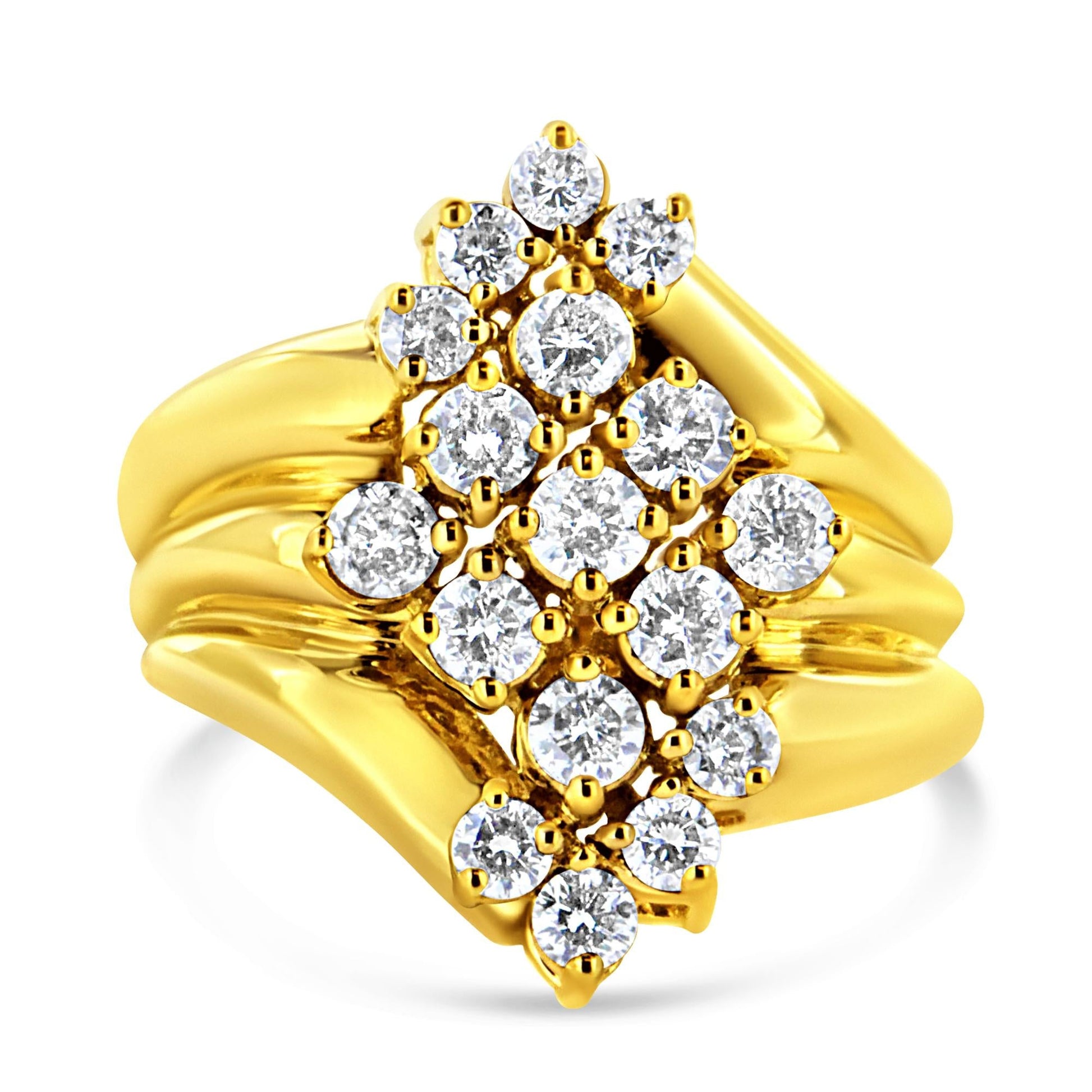 10K Yellow Gold Plated .925 Sterling Silver Diamond Cocktail Ring (1 1/2 Cttw, J-K Color, I1-I2 Clarity)-0