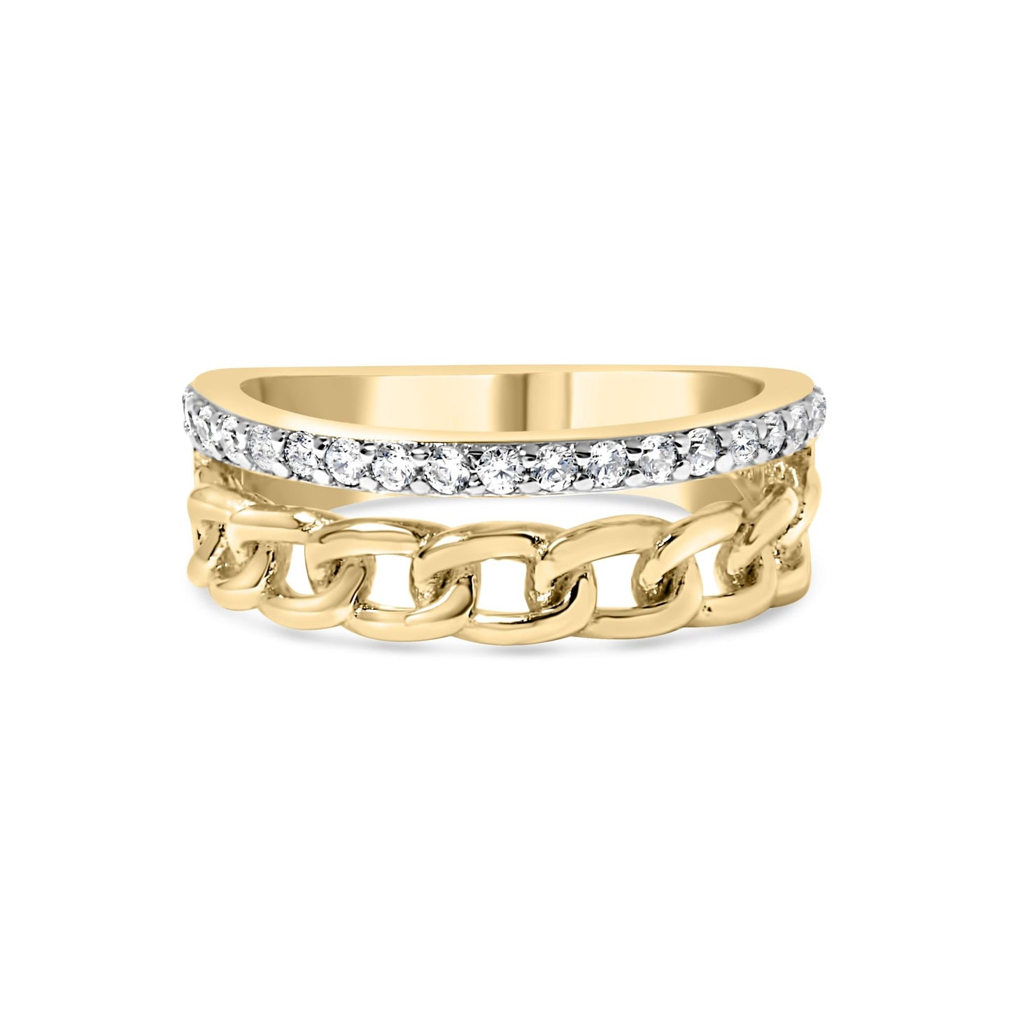 10K Yellow Gold 1/5 Cttw Diamond Cuban Link Ring Band (I-J Color, I2-I3 Clarity)-0