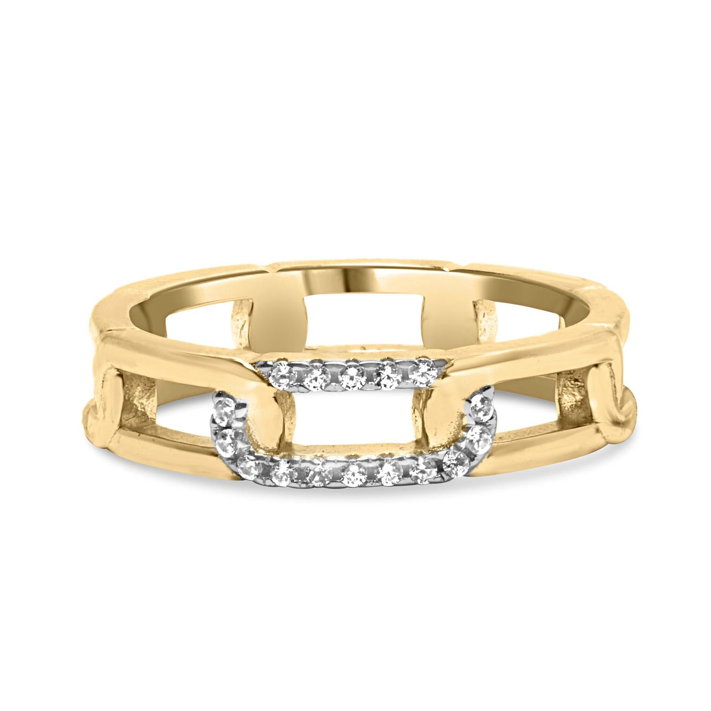 10K Yellow Gold Diamond Accent Paperclip Band Ring (I-J Color, I2-I3 Clarity)-0