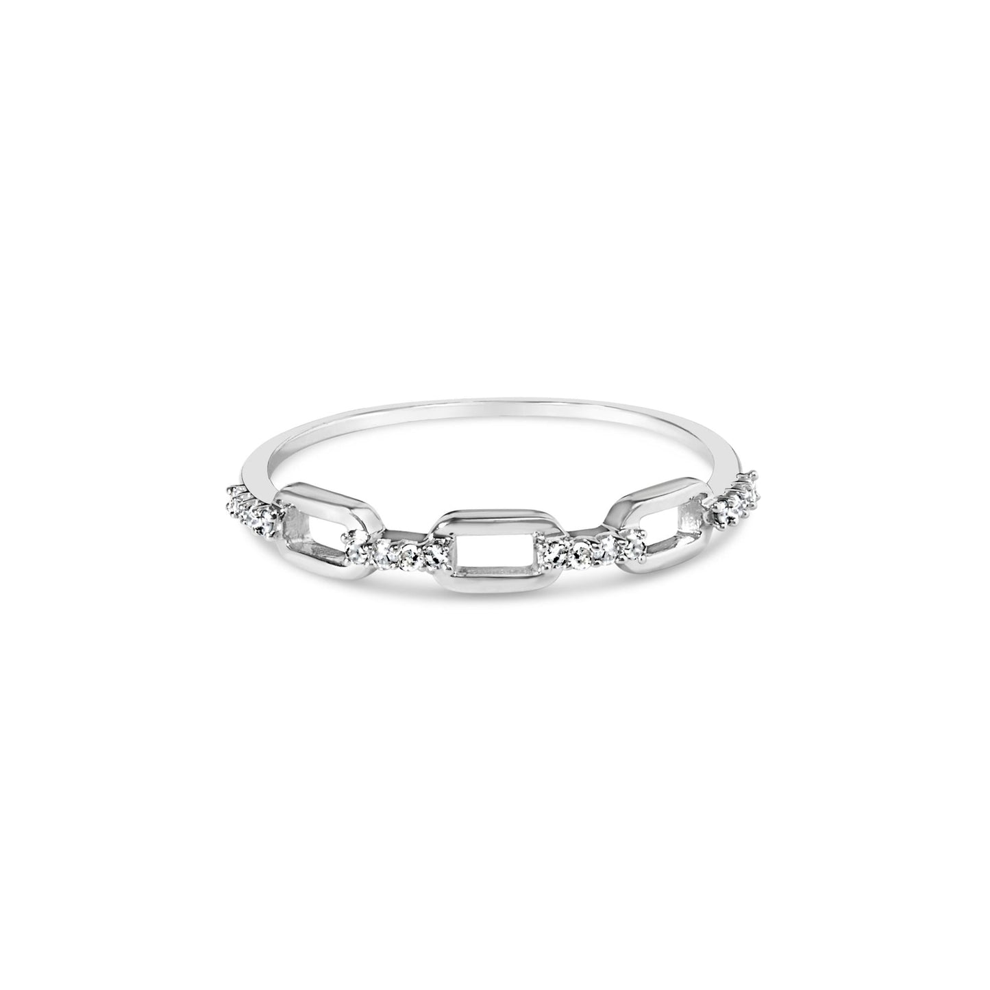 .925 Sterling Silver Diamond Accent Paperclip Band Ring (I-J Color, I2-I3 Clarity)-0