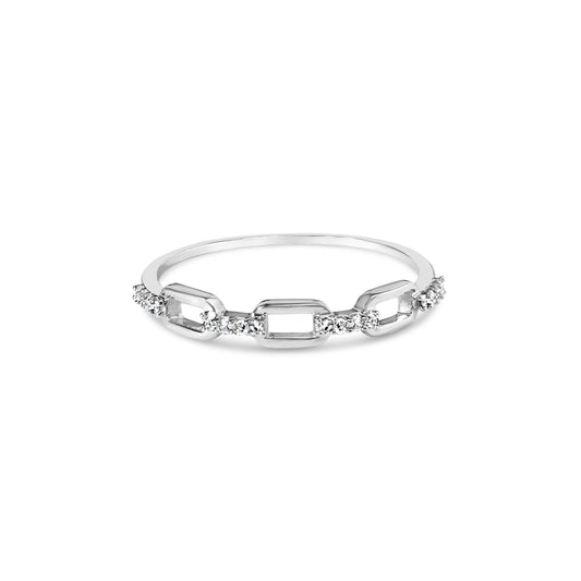 .925 Sterling Silver Diamond Accent Paperclip Band Ring (I-J Color, I2-I3 Clarity)-0