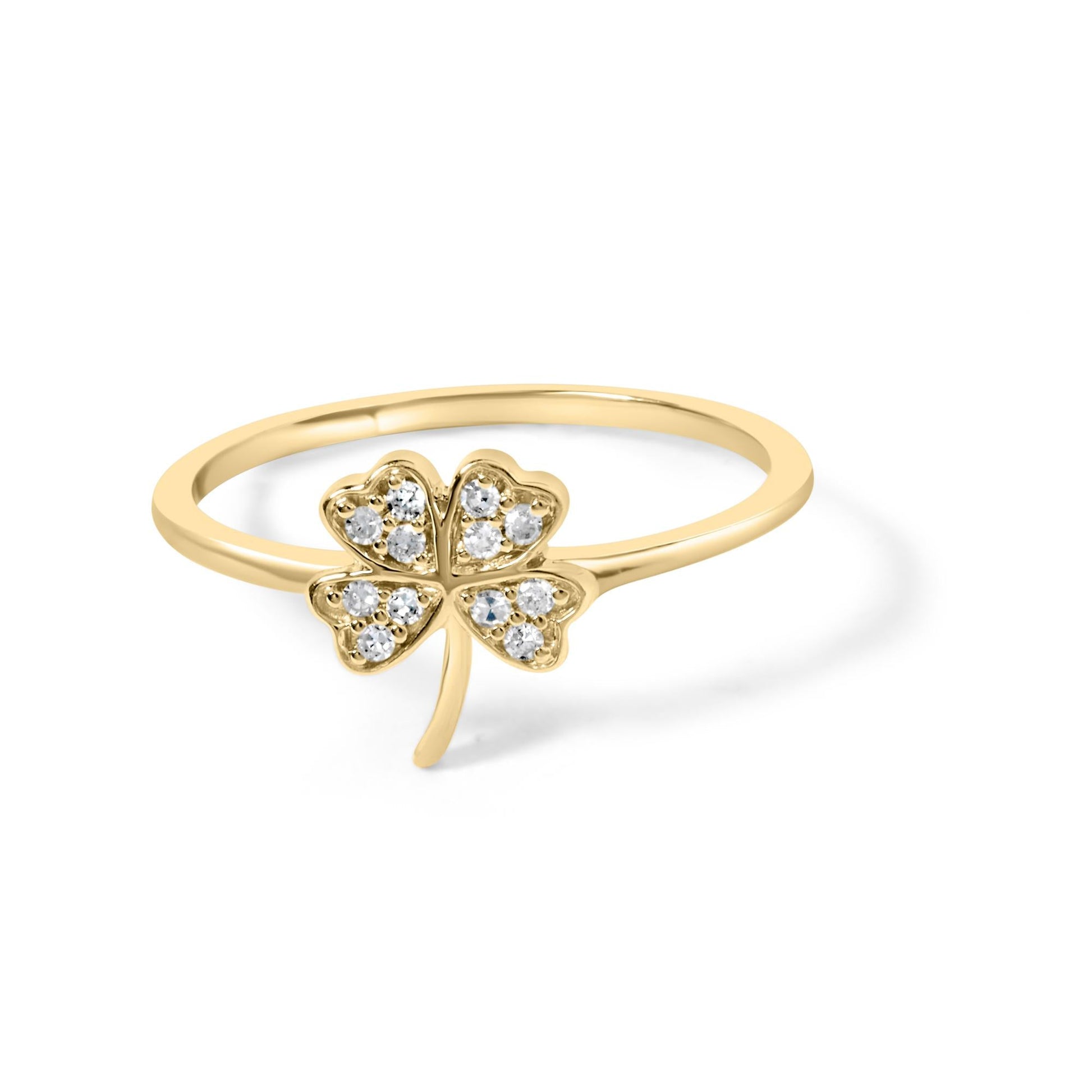 10K Yellow Gold Diamond Accent 4 Leaf Clover Ring (H-I Color, I1-I2 Clarity)-0