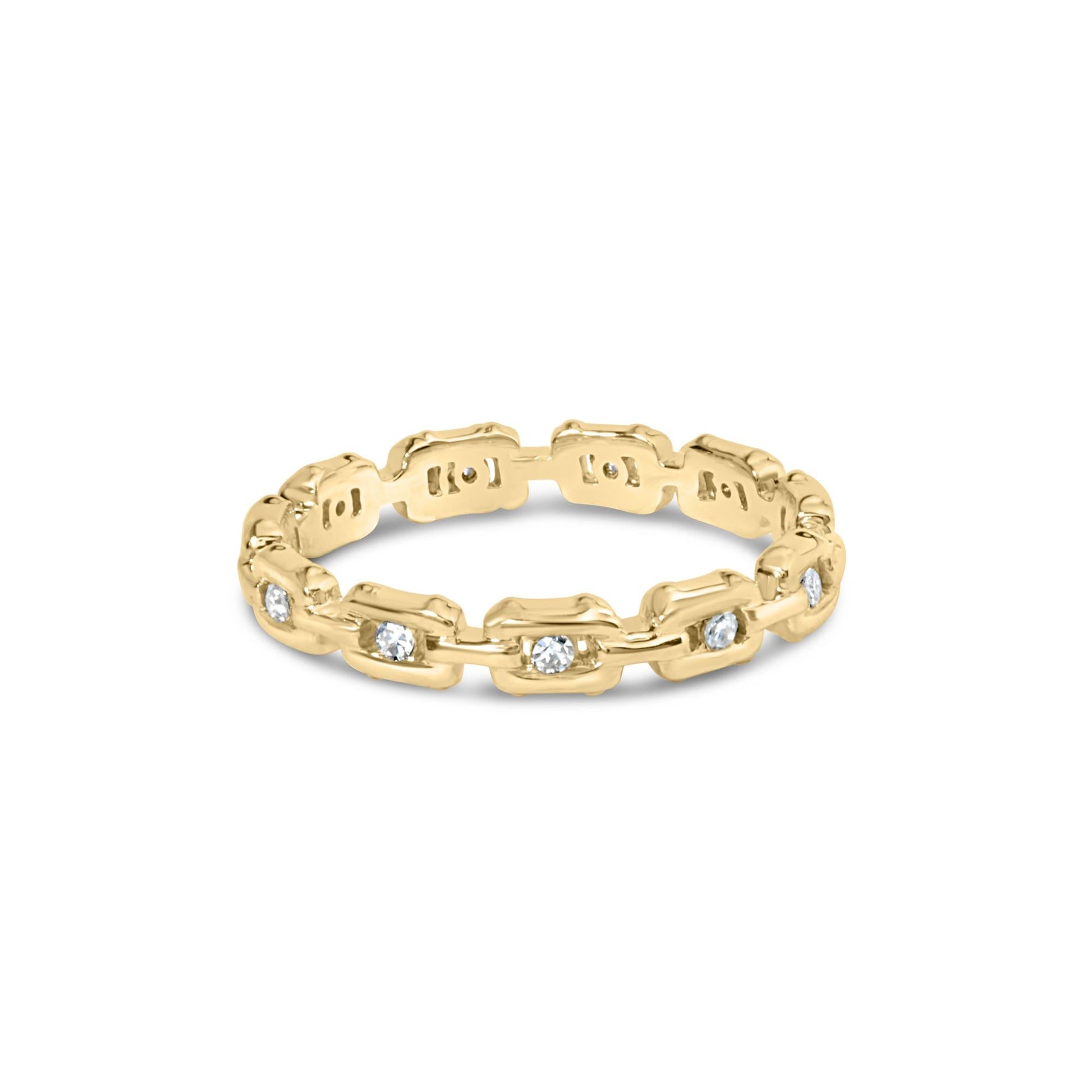 10K Yellow Gold 1/10 Cttw Paperclip Style Link Band Ring (H-I Color, I1-I2 Clarity)-0