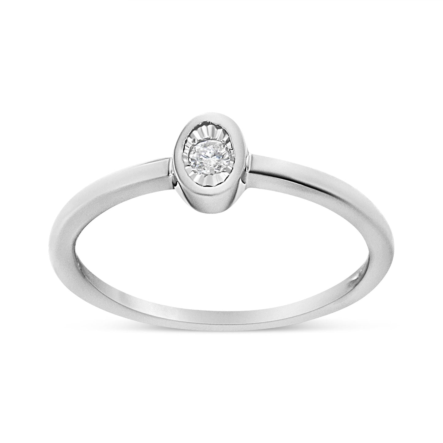 .925 Sterling Silver 1/20 Cttw Miracle Set Diamond Oval Shaped Promise Ring (J-K Color, I1-I2 Clarity)-0