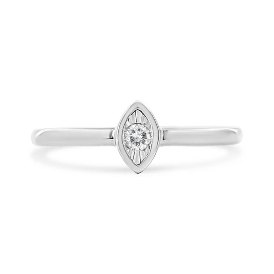 .925 Sterling Silver 1/20 Cttw Diamond Marquise Shaped Promise Ring (J-K, I1-I2)-0