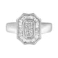 14K White Gold 1.00 Cttw Baguette and Princess-Cut Diamond Cocktail Art Deco Style Ring (H-I Color, SI1-SI2 Clarity)-0