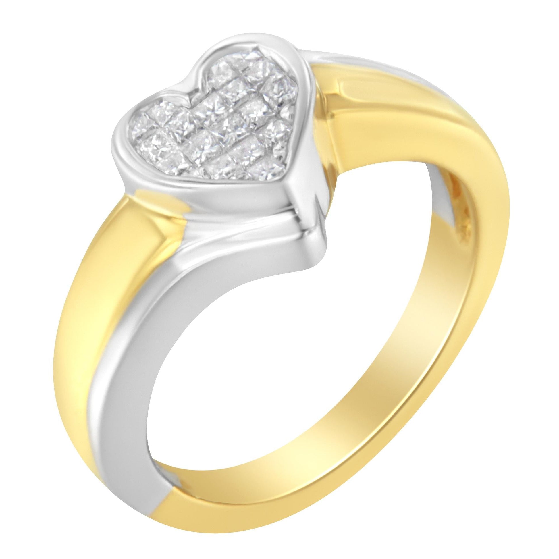 14K Two-Toned Gold Princess-Cut Diamond Heart Promise Ring (1/4 Cttw, H-I Color, I1-I2 Clarity)-0