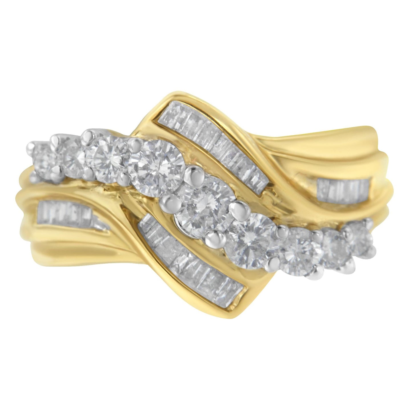 10K Two-Toned Diamond Bypass Ring (1 Cttw, H-I Color, SI2-I1 Clarity)-0