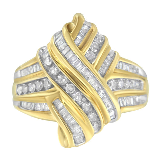 10K Yellow Gold Diamond Bypass Ring (1.0 cttw, H-I Color, I2-I3 Clarity)-0