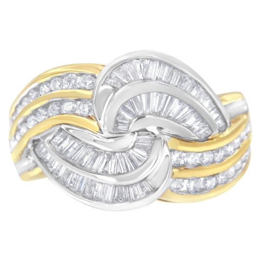 10KT Two-Toned Gold Diamond Bypass Ring (1 cttw, H-I Color, SI1-SI2 Clarity)-0