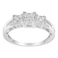 10K White Gold 1/2 Cttw Brilliant & Baguette Cut Diamond 3 Stone Design with 3 Square Clusters Engagement Ring (H-I Color, SI2-I1 Clarity)-0