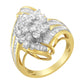 10K Yellow Gold Round and Baguette Diamond Swirl Ring (2.0 Cttw, J-K Color, I2 Clarity)-0