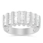 .925 Sterling Silver 1.0 Cttw Baguette Cut Diamond Vertical Channel Fluted Multi-Row Unisex Fashion Wedding Ring (H-I Color, I1-I2 Clarity)-0