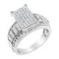 14K White Gold 2.0 Cttw Mixed-Cut Diamond Rectangle Invisible-Set Composite Cluster Ring with Bar- and Channel-Set Band (H-I Color, SI2-I1 Clarity)-0