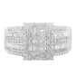 10K White Gold Diamond Cluster Ring (1 cttw, H-I Color, I1-I2 Clarity)-0