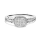 .925 Sterling Silver 1/4 Cttw Princess-cut Diamond Composite Ring with Beaded Halo (H-I Color, SI1-SI2 Clarity)-0