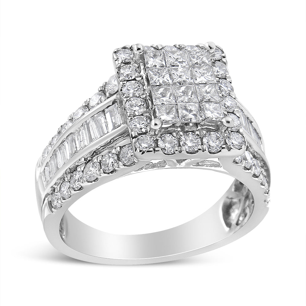 14K White Gold 2.00 Cttw Composite Head with Halo and Side Stones Diamond Ring (H-I Color, SI1-SI2 Clarity)-0