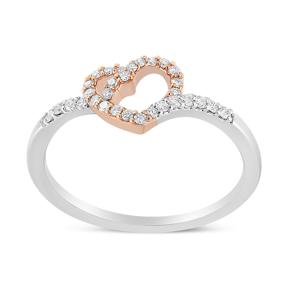 14K Rose Gold Plated and White .925 Sterling Silver 1/5 Cttw Round-Cut Diamond Open Heart Promise Ring (I-J Color, I2-I3 Clarity)-0