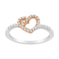 10K Two Toned Gold Diamond Heart Cocktail Ring (1/5 Cttw, H-I Color, I1-I2 Clarity)-0