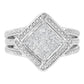 .925 Sterling Silver 2/5 Cttw Princess Cut Diamond Square On Point Cluster Composite Cocktail Ring (H-I Color, SI1-SI2 Clarity)-0