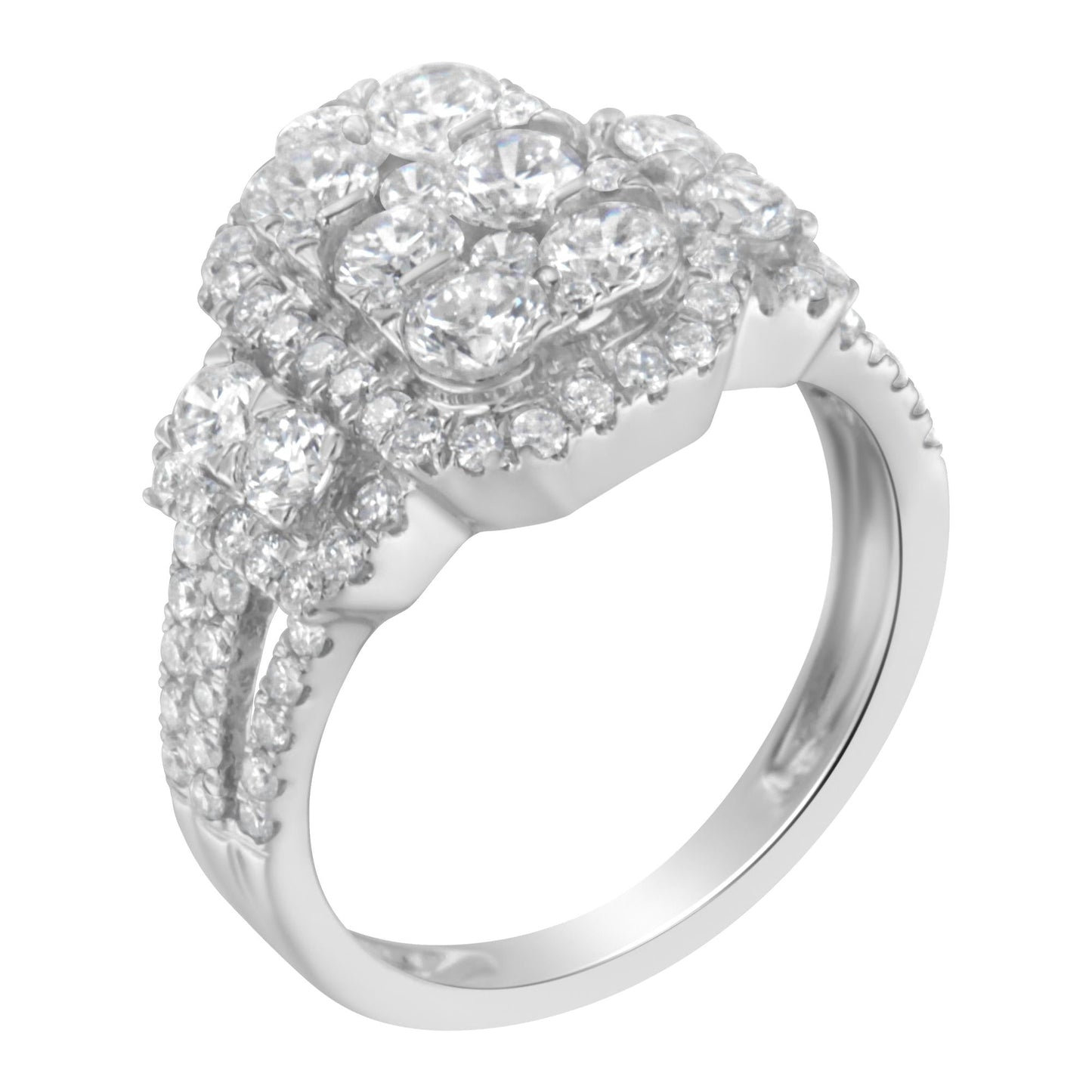 14K White Gold 2 1/4 Cttw Diamond Cocktail Cluster Ring (G-H Color, SI2-I1 Clarity)-0