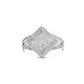 .925 Sterling Silver 1/3 Cttw Invisible Set Princess-Cut Diamond Rhombus and Beaded Halo Ring (H-I Color, SI1-SI2 Clarity)-0