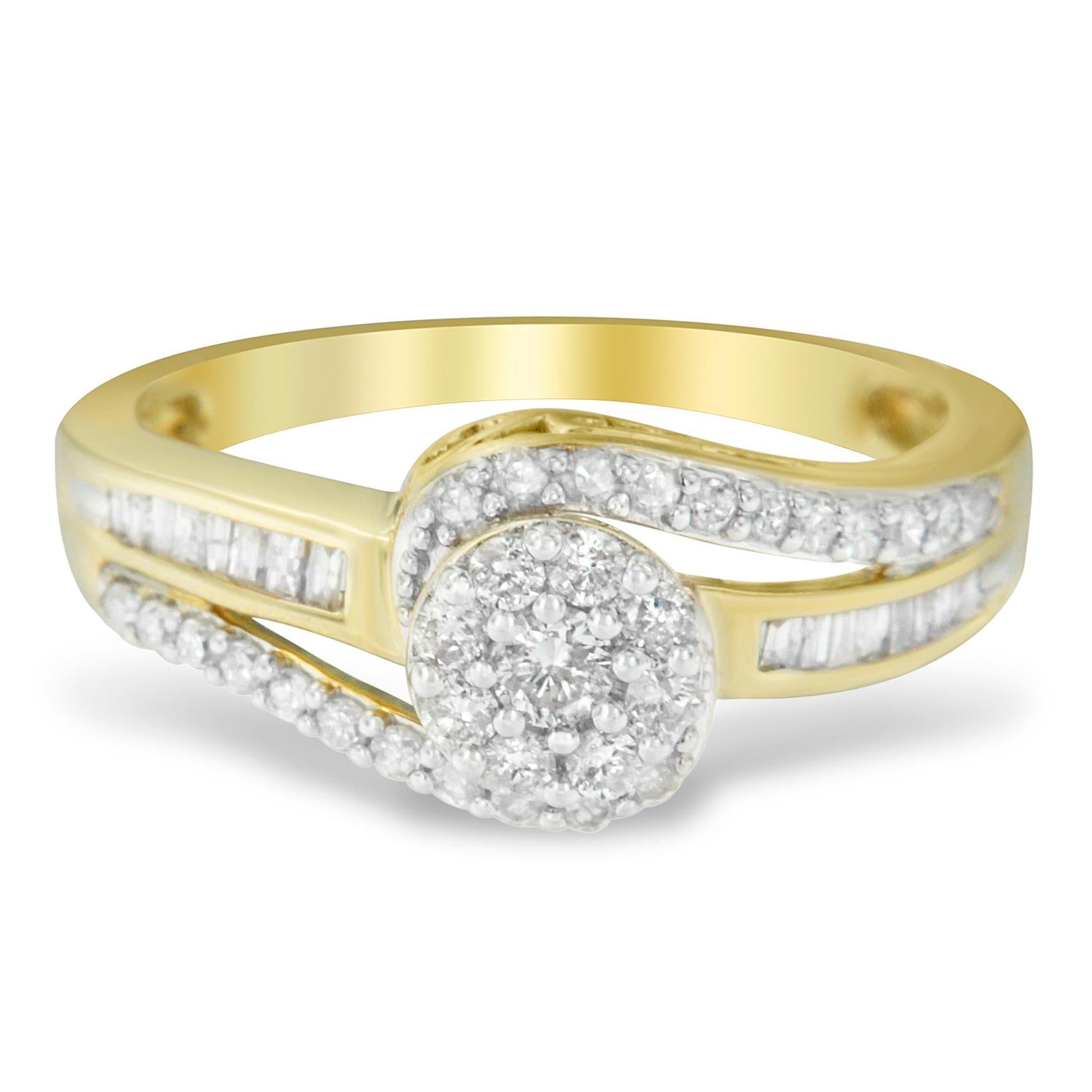 10K Yellow Gold Diamond Cluster Ring (1/2 Cttw, I-J Color, I2-I3 Clarity)-0